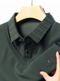 Men’s Green V-Neck T-shirt with Striped Sleeve & Collar