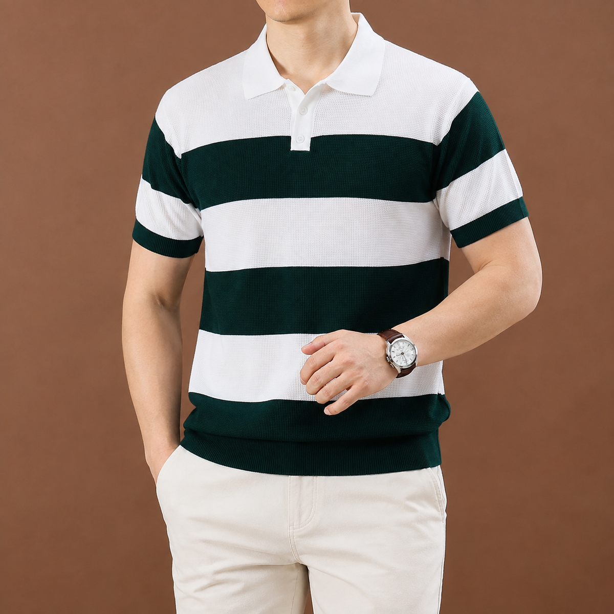Regent Blockstripe Knit Polo