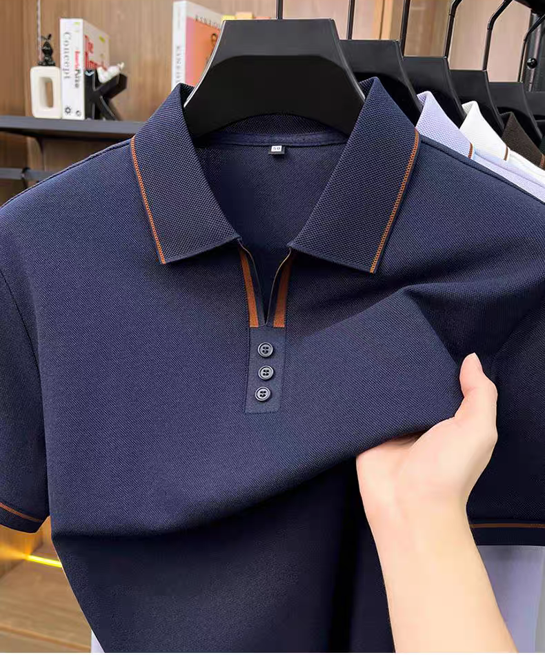Valerio Contrast-Edge Textured Polo T-Shirt