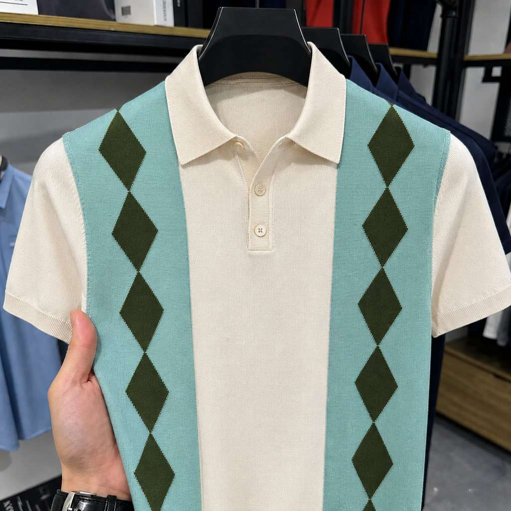 Valen Argyle Knit Polo