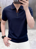 Valerio Contrast-Edge Textured Polo T-Shirt