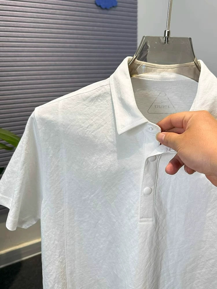 Aurelian Mist Linen Polo
