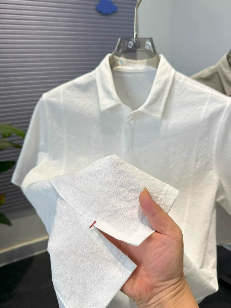 Aurelian Mist Linen Polo