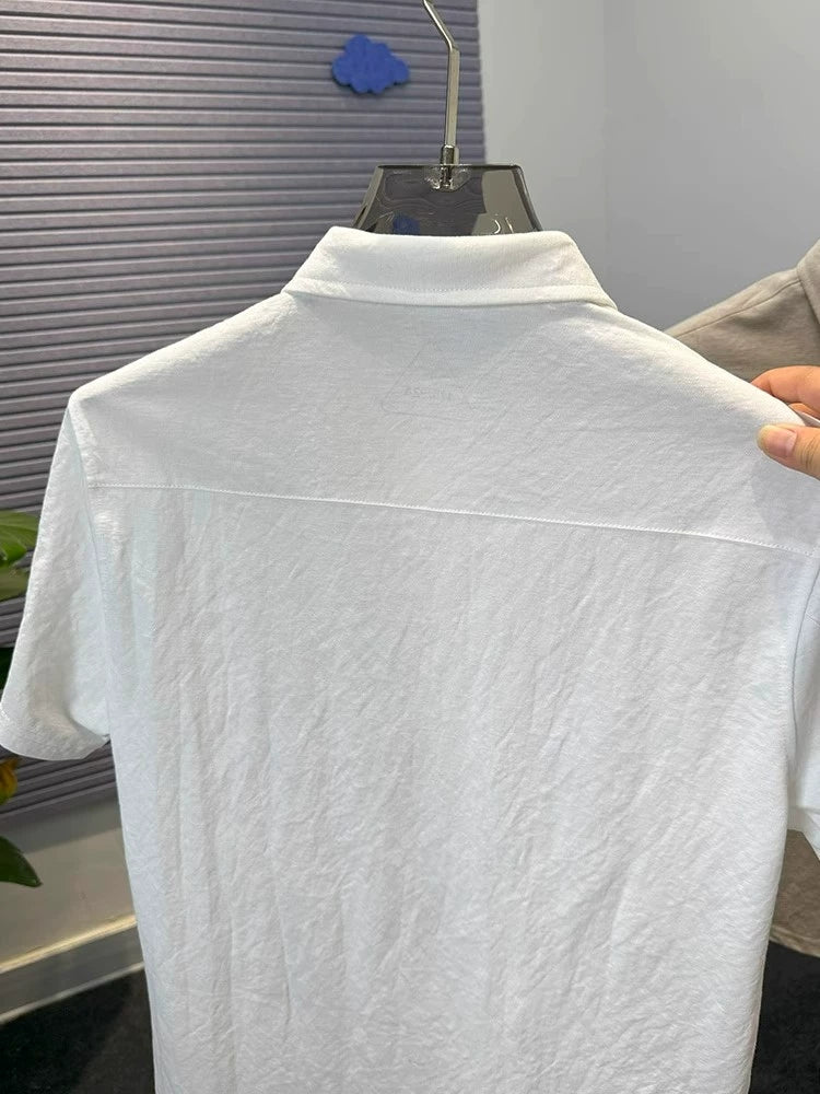 Aurelian Mist Linen Polo