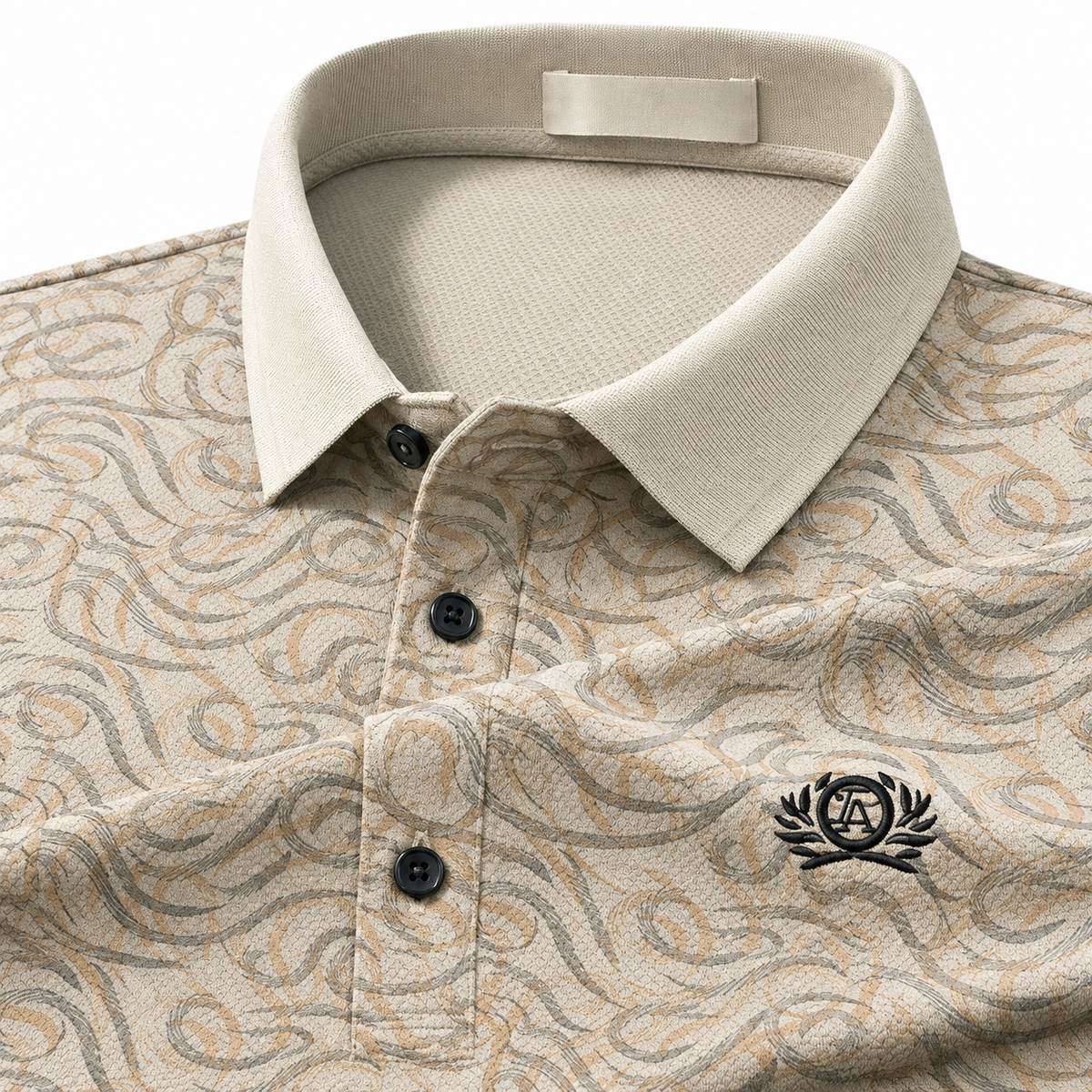 Verdant Crest Embossed Polo T-Shirt