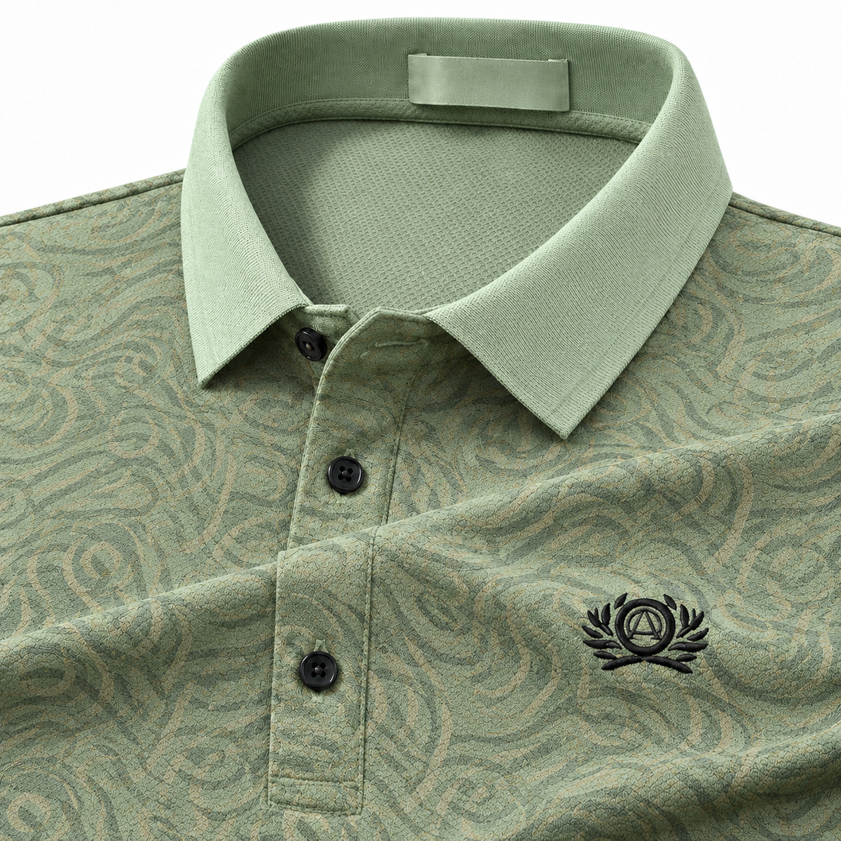 Verdant Crest Embossed Polo T-Shirt