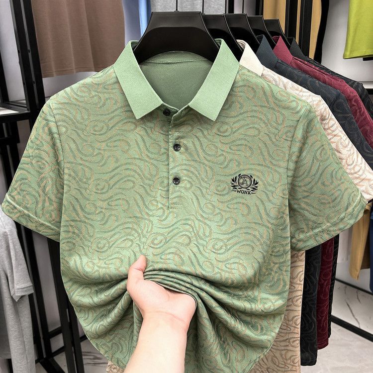 Verdant Crest Embossed Polo T-Shirt