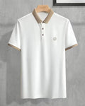 Men’s White Polo Collar Half Sleeve T-Shirt