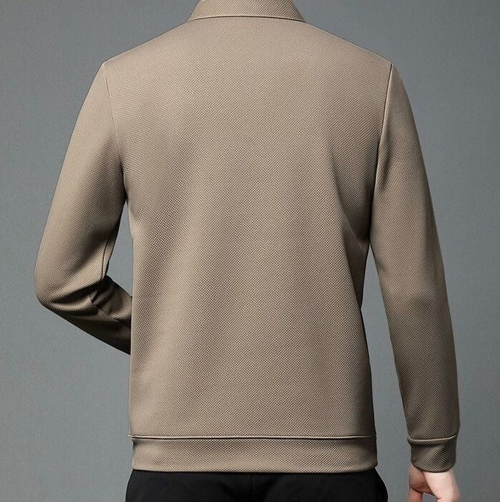 Men’s Beige Full Sleeve Plain Polo T-Shirt