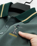 Men’s Green Polo T-Shirt with Green Striped Collar