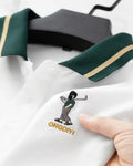 Men’s White Polo T-Shirt with Green Striped Collar